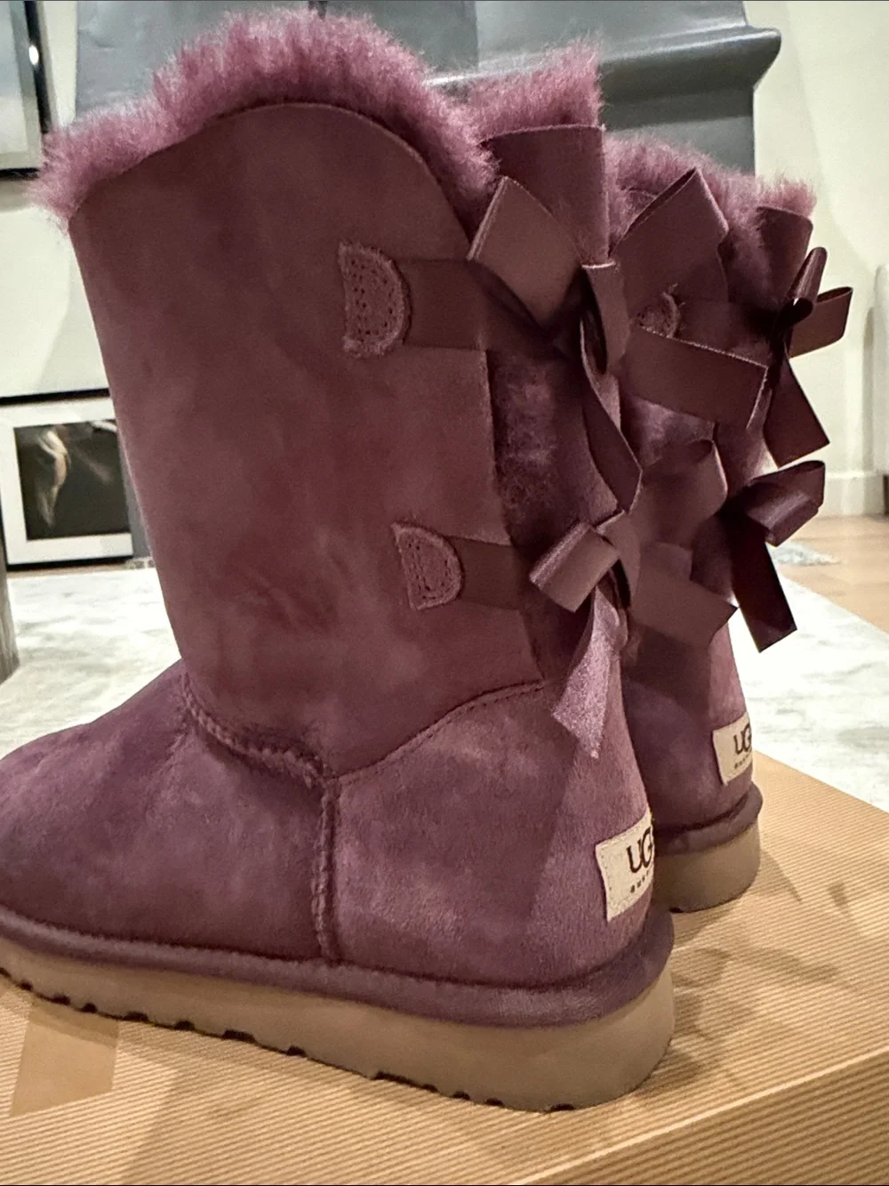 UGG Women's Short Bow Boot in Plum - Picture 5 of 10